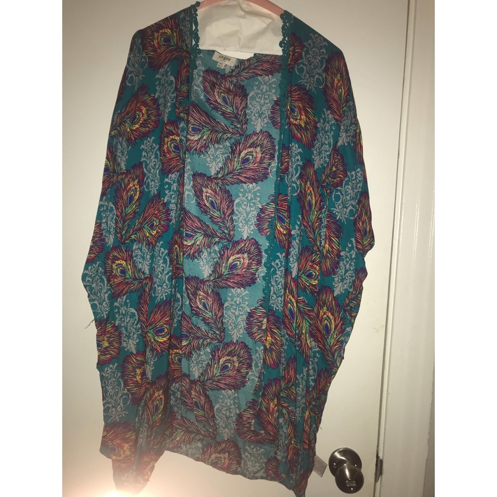 Blue peacock kimono umgee